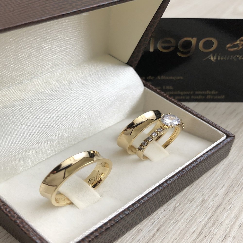 Alianças de Ouro18k Noivado e Casamento