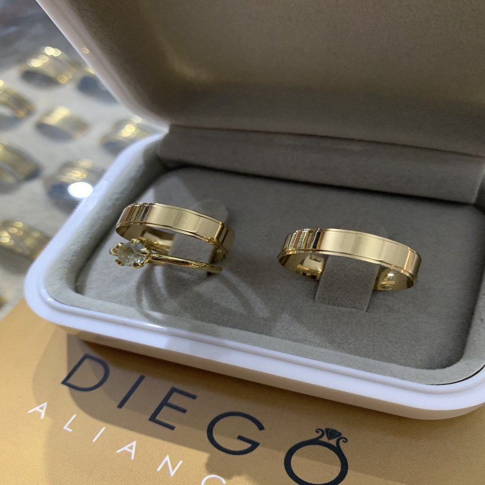 Alianças de Ouro18k Noivado e Casamento