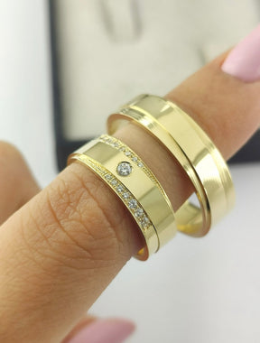Alianças Noivado e Casamento Banhado a Ouro18k