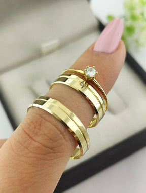 Alianças Noivado e Casamento Banhado a Ouro18k
