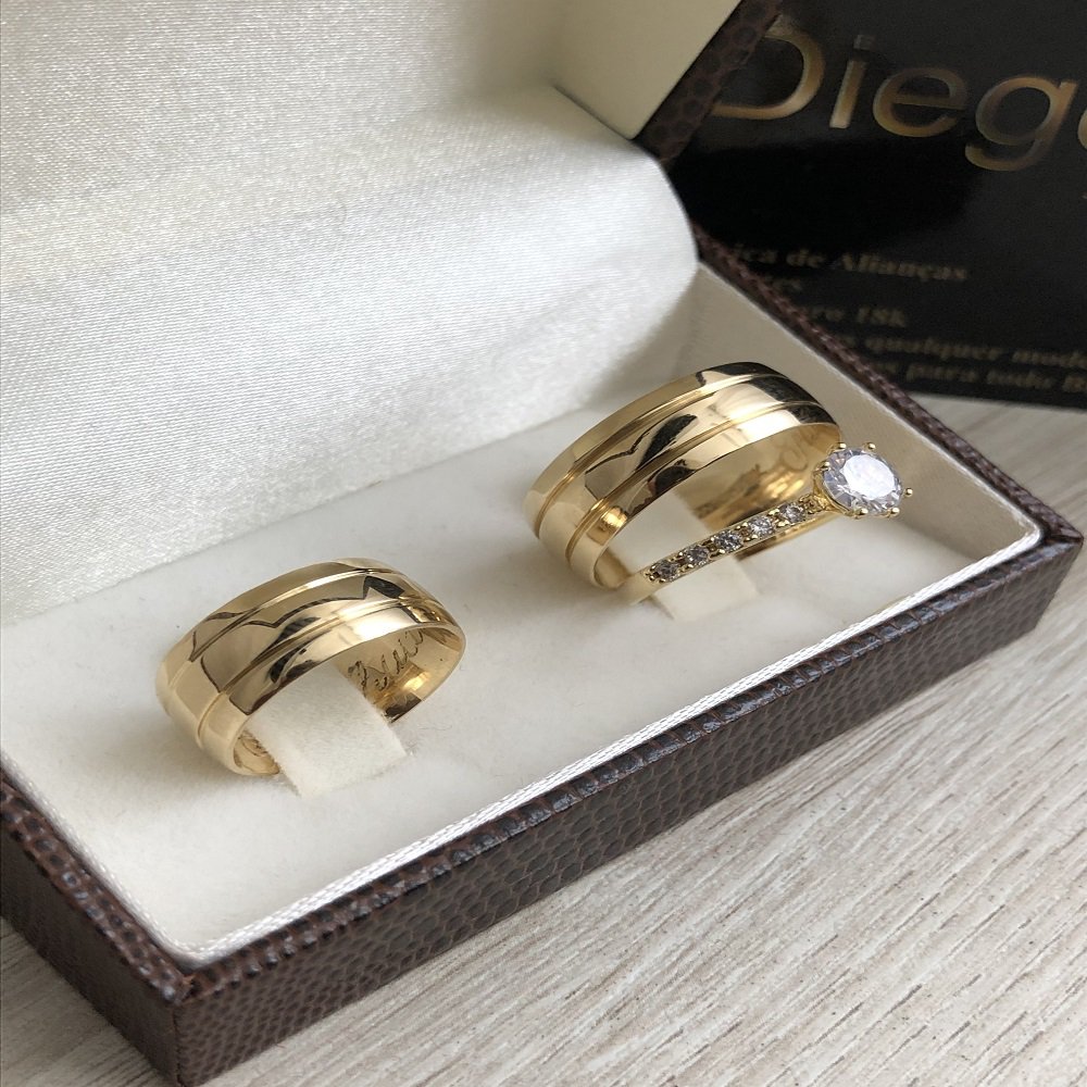 Alianças de Ouro18k Noivado e Casamento