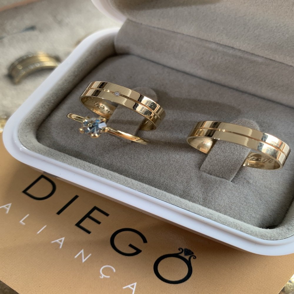 Alianças de Ouro18k Noivado e Casamento