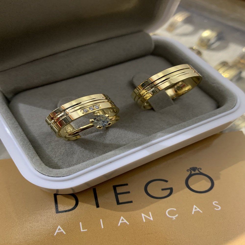 Alianças de Ouro18k Noivado e Casamento