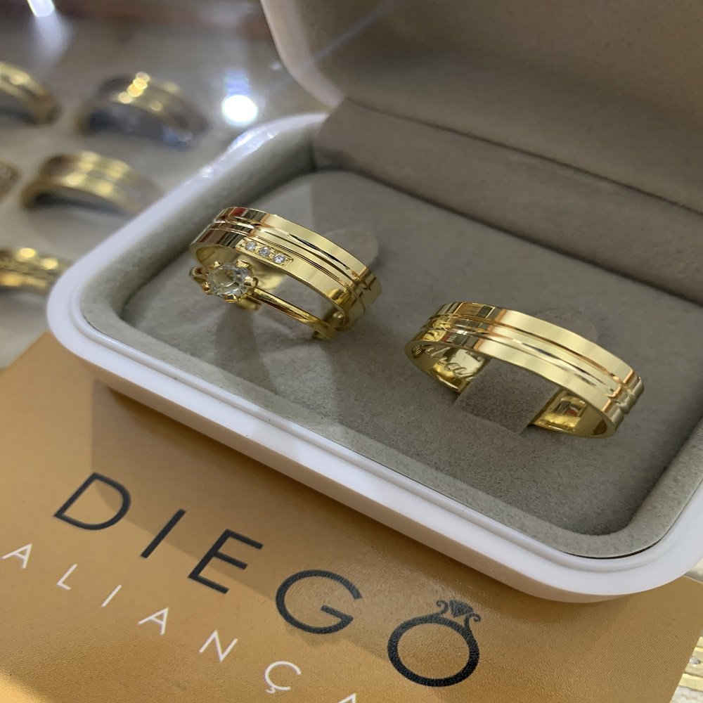 Alianças de Ouro18k Noivado e Casamento